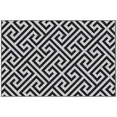 Outdoor Rug Reversible Rv Mat, 4' X 6', Black And White