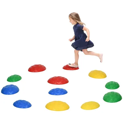 12 Pcs Balance Stepping Stones For Kids With Anti-slip Mat