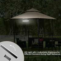 8' X 5' Outdoor Patio Barbecue Grill Gazebo W/ Led Lights 2-tier Canopy Top