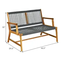 2-person Patio Acacia Wood Bench Porch Garden Yard Deck Furniture