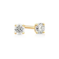 0.15 Carat Tw Diamond Round Brilliant Mini Solitaire Stud Earrings In 10kt Yellow Gold