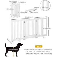 Free Standing Wooden Pet Gate Indoor Dog Barrier Foldable Step Over Doorway Fence Safety Gate