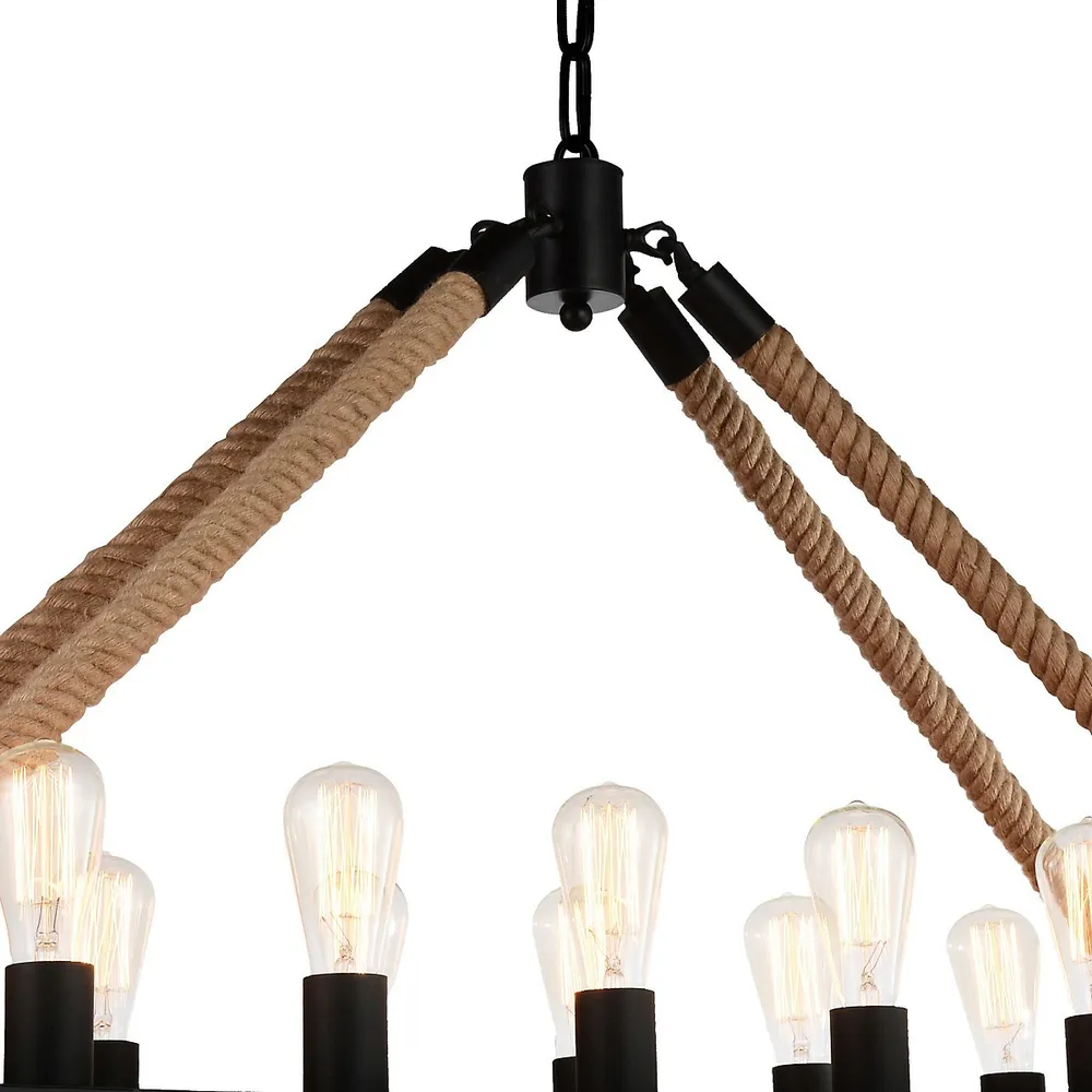 Ganges 18 Light Up Chandelier With Black Finish