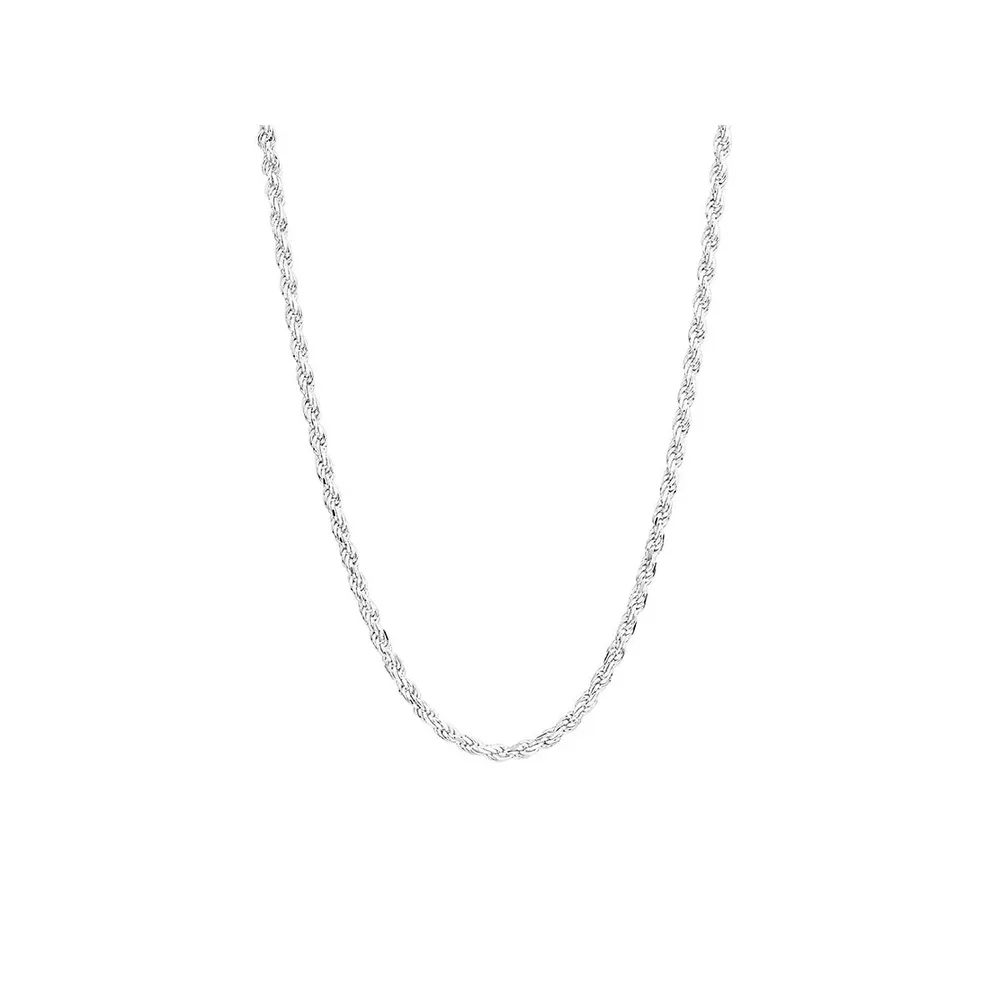 50cm (20") 2mm-2.5mm Width Rope Chain In Sterling Silver