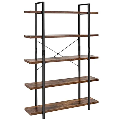 5-tier Bookshelf Industrial Bookcase Open Storage Shelf Display Rack