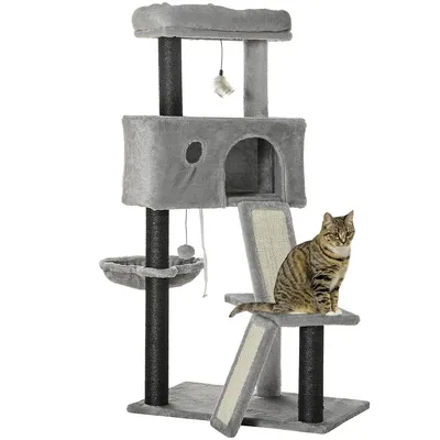 47" Cat Tree With Scratching Post Bed Condo Hammock Toys