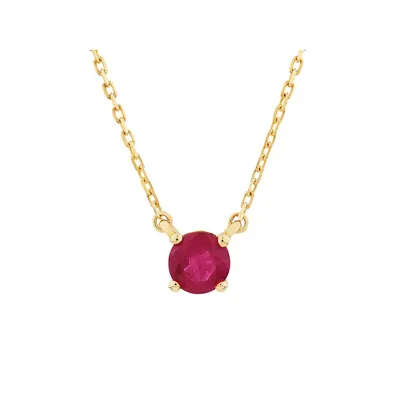 Necklace With Ruby In 10kt Yellow Gold