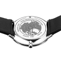 Ladies Ultra Slim Stainless Steel Watch In Silver/black