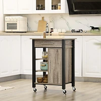 Kitchen Cart Island With Open Shelves & Drawer