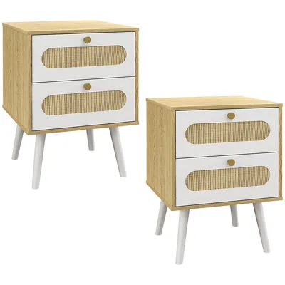 Bedside Tables Set Of 2, Nightstands With 2 Drawers Bedroom