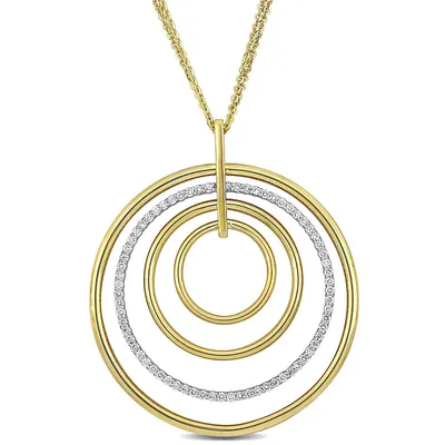 1-1/4ct T.w. Diamond Circle Necklace In 14k 2-tone White And Yellow Gold