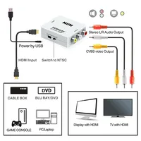 RCA to HDMI Adapter, 1080P RCA Composite CVBS AV to HDMI Video Converter Compatible with TV PC PS2
