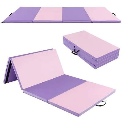 8' X 4' X 2'' Folding Gymnastics Mat Tumbling Exercise Pu Leather Cover For Yoga