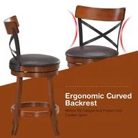 Set Of Bar Stools Swivel 25'' Dining Bar Chairs With Rubber Wood Legs