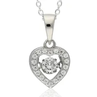 Sterling Silver 18" Dancing Stone Heart Pendant Necklace