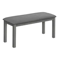 Bench, 42" Rectangular, Wood, Upholstered, Dining Room, Kitchen, Entryway, Grey, Transitional