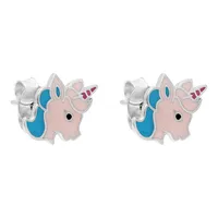 Sterling Silver Enamelled Unicorn Stud Earring