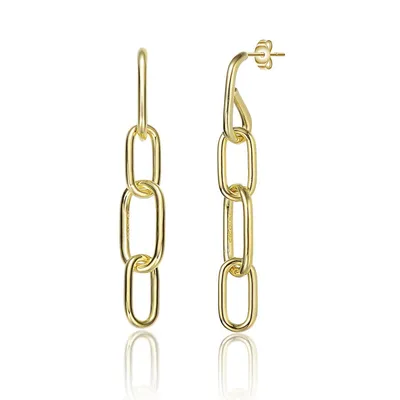 14k Yellow Gold Plated Chain Drop Earrings