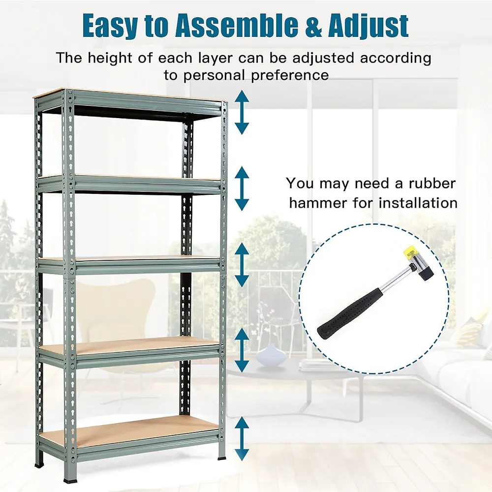 Costway Storage Shelf Steel Metal 5 Levels Adjustable Shelves