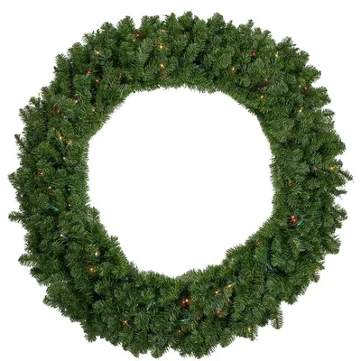 Pre-lit Canadian Pine Artificial Christmas Wreath, 48-inch, Multicolor Lights