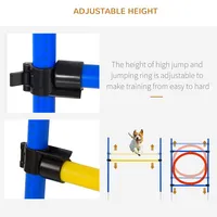 Dog Pet Obstacle Agility Training Kit High Jump Weave Pole Ring Obedience Equipment