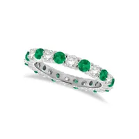 Emerald And Diamond Eternity Ring Band 14k Gold (1.07ct