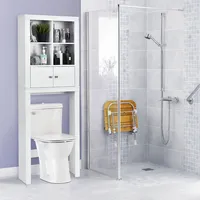 Over The Toilet Storage Rack Bathroom Space Saver W/ Adjustable Shelf & Cabinet