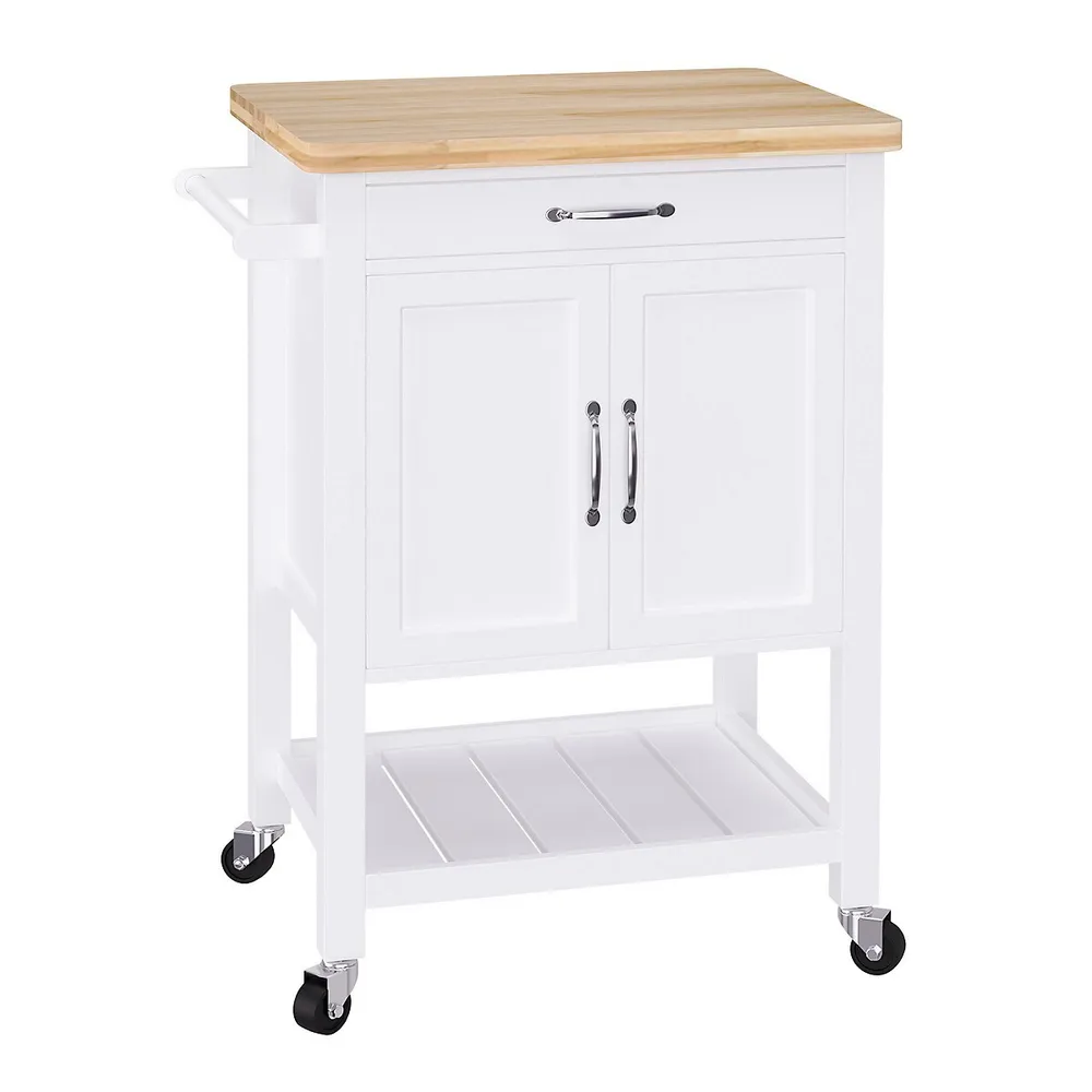 Rubberwood Top Kitchen Island With Towel Rack