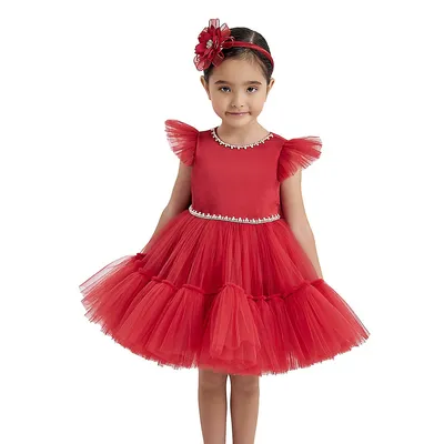 Toddler Red Ruffled Tulle Dress