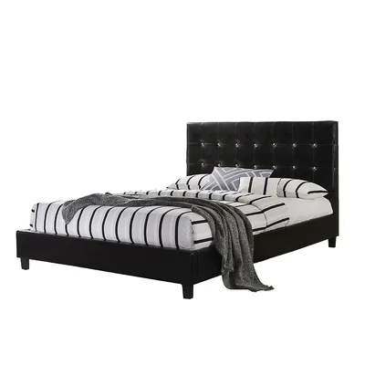 Faux Leather Diamond Tufted King Platform Bed (no Box Spring Required)