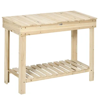 Outdoor Potting Bench Table With Hidden Storage Box