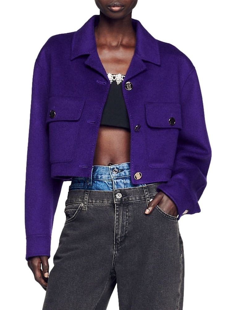 purple cropped jacket