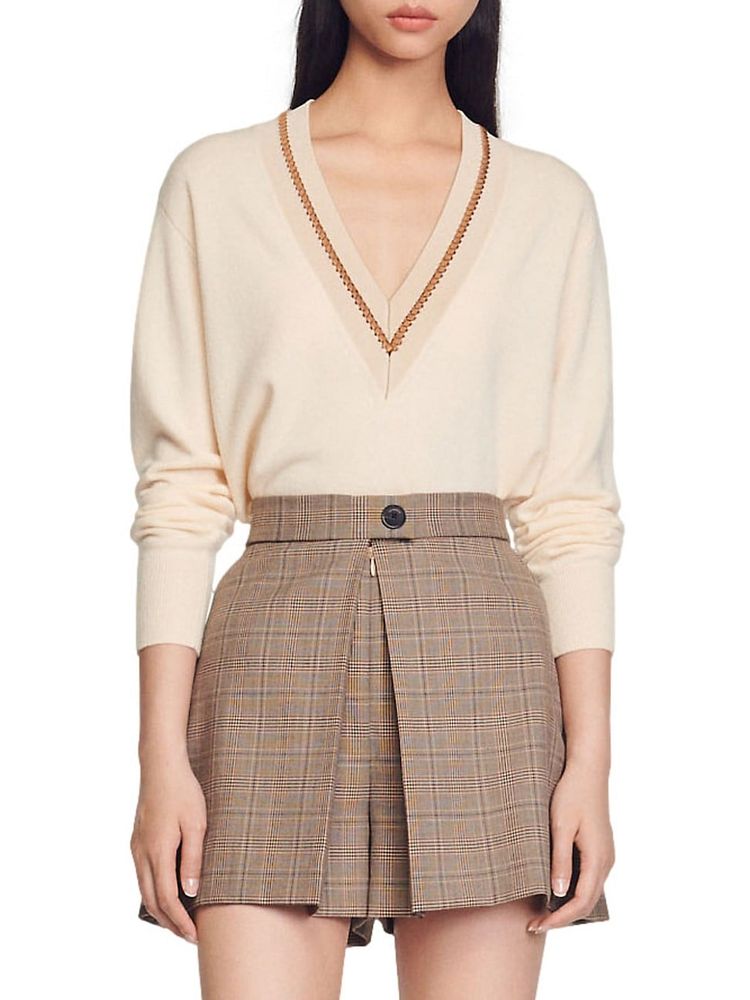Sandro Women's Dizzy Tailored Plaid Skort - Brown - Size 10 | The Summit