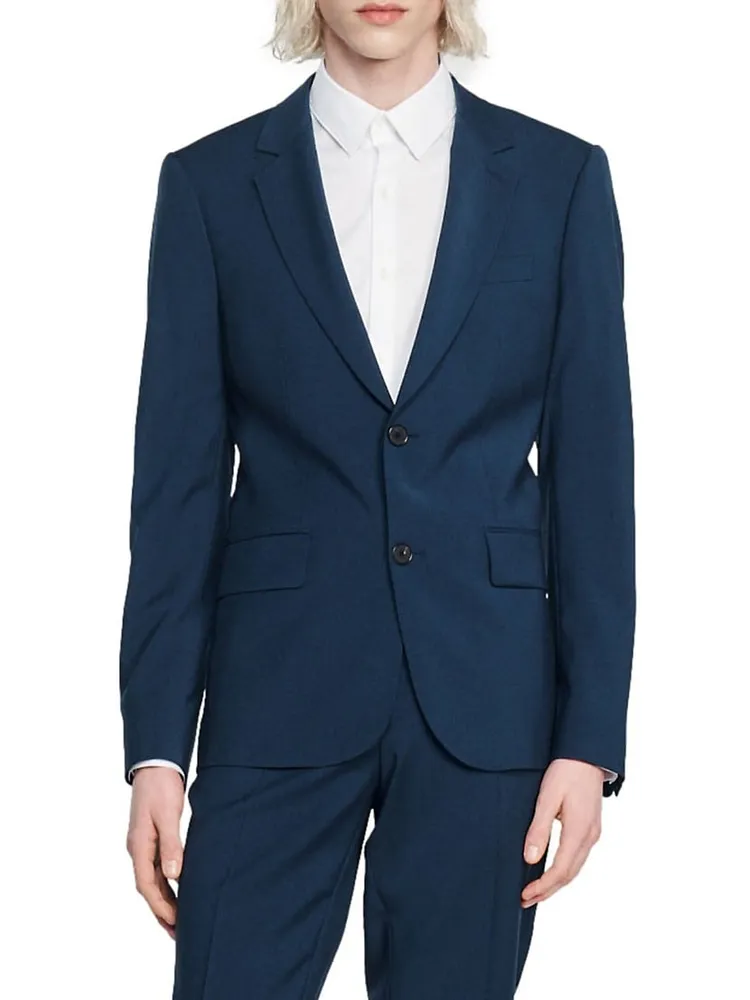 Sandro Men's Solid Classic Fit Suit Jacket - Blue - Size 46 - Light Blue