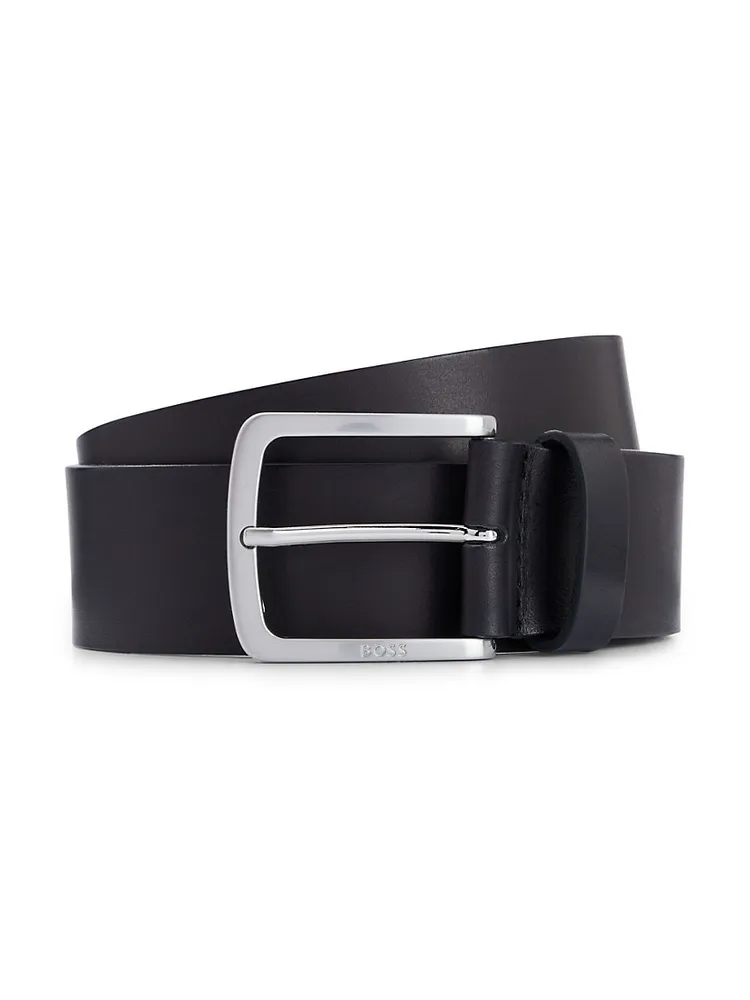 BOSS - Reversible Italian-leather belt with polished pin and