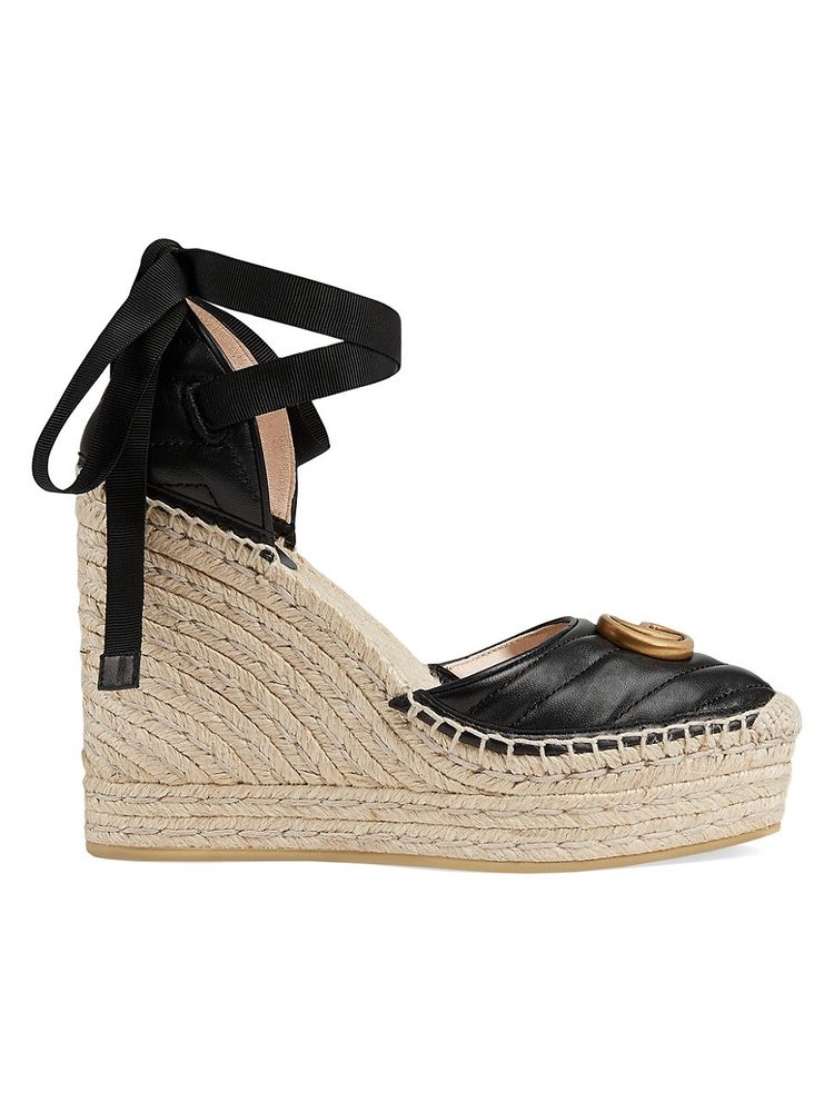Gucci Women's Palmyra Leather Wedges - Black - Size 9.5 | The Summit