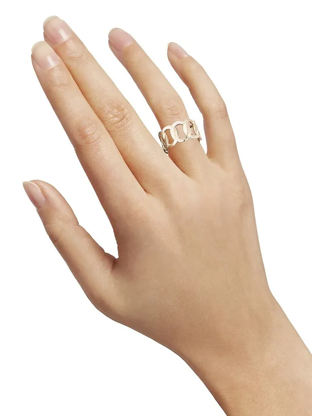 Djula Magic Touch 18K Gold & Diamond Leaf Chain Ring