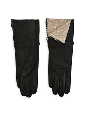 Women's Touch Tech Leather & Shearling Gloves - Medium