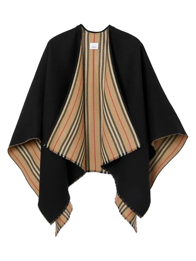 Monogram Wool Cashmere Reversible Cape in Archive Beige