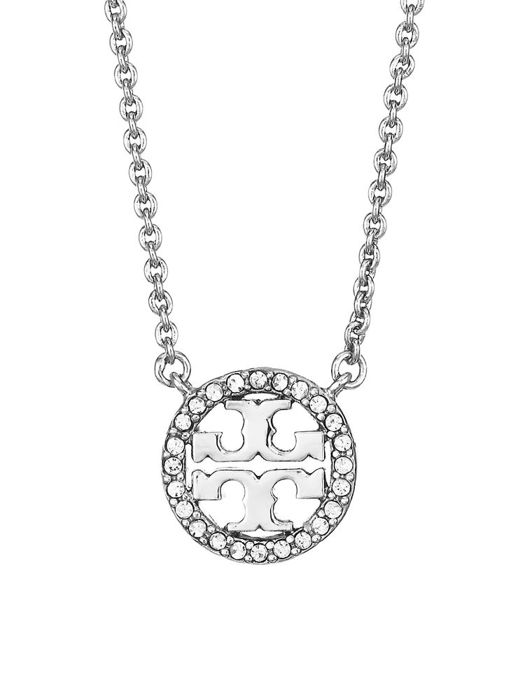 Tory Burch Women's Silvertone & Swarovski Crystal Logo Necklace - Silver |  The Summit