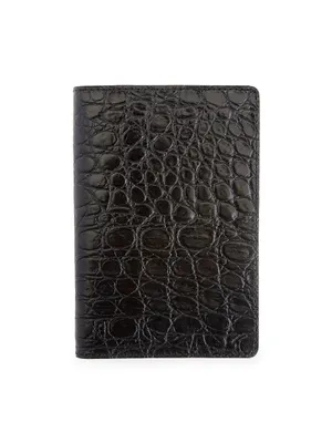 Victoria's Secret Womens Croc Black Passport Holder Wallet Card and ID  Cases (Croc Black)