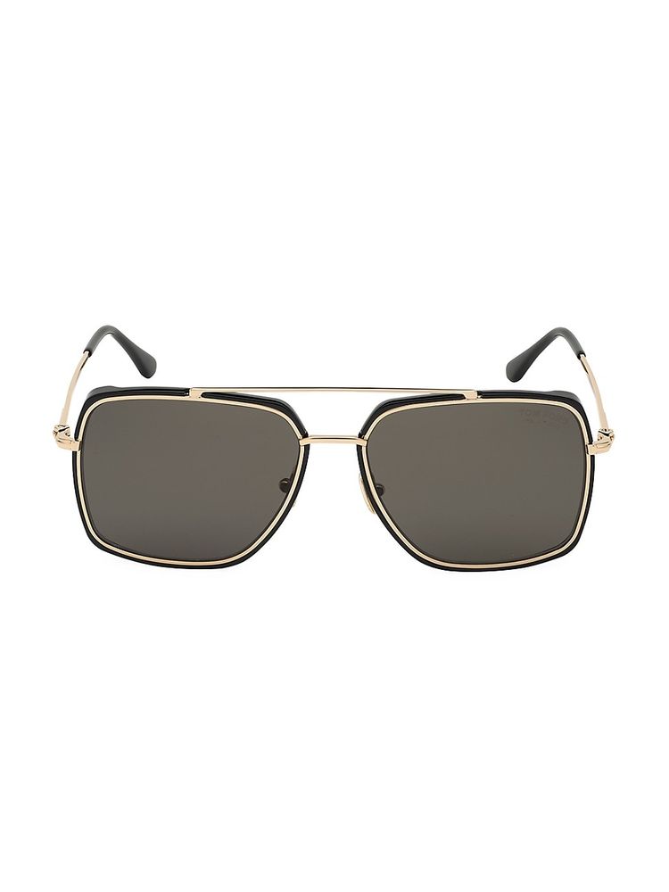 Tom Ford Men's 60MM Square Metal Sunglasses - Black | The Summit