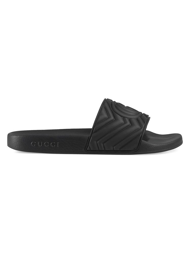 Gucci Men's Matelassé Rubber Slide - Black - Size 9 | The Summit