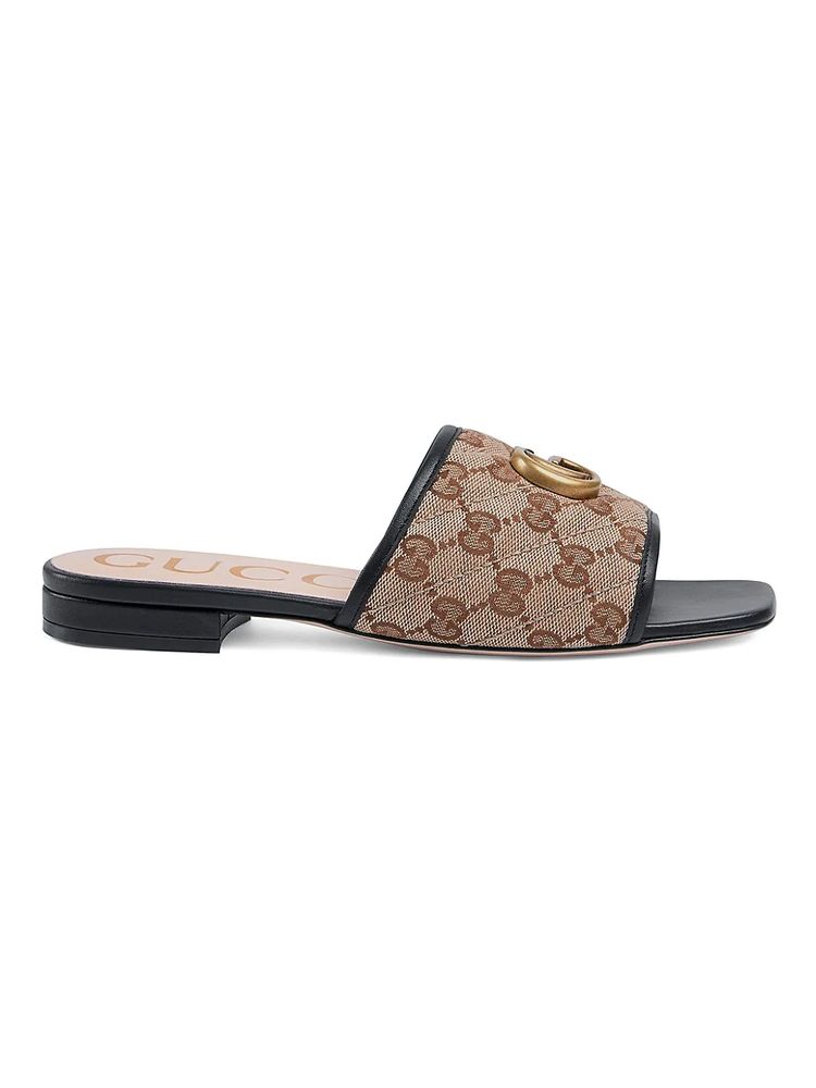 Gucci Women's Original GG Canvas Slides with Double G - Beige Sandals | The  Summit