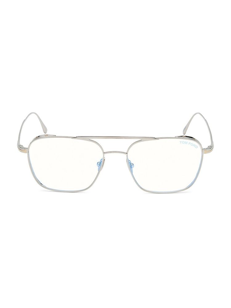 Tom Ford Men's 56MM Titanium Blue Filter Optical Glasses - Shiny Rhodium |  The Summit