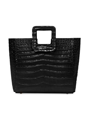 Women's Shirley Croc-Embossed Leather Tote - Black