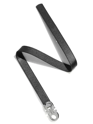 Adjustable & Reversible Gancini Leather Belt
