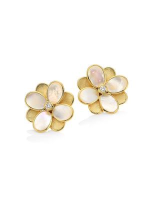 Women's Petali 18K Gold, Diamond & Mother-Of-Pearl Small Flower Stud Earrings - Gold