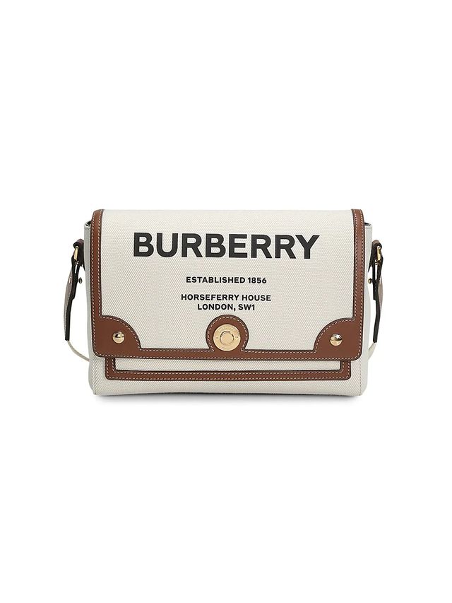 Burberry Women's Medium Note Horseferry Canvas Crossbody Bag - Black Tan |  The Summit