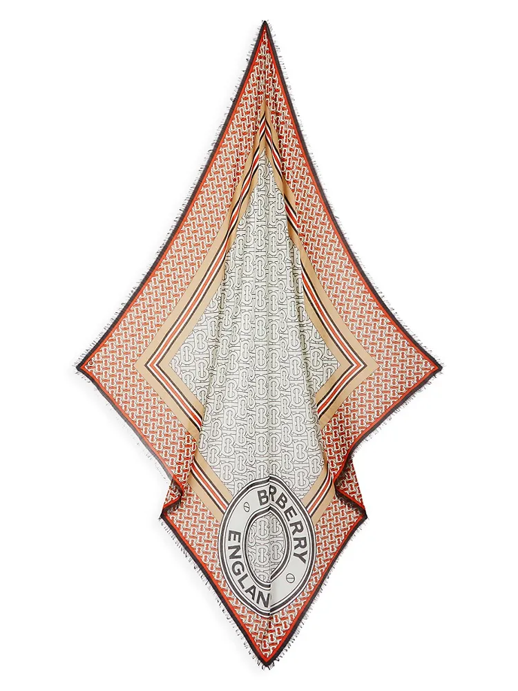 Square silk scarf with monogram print